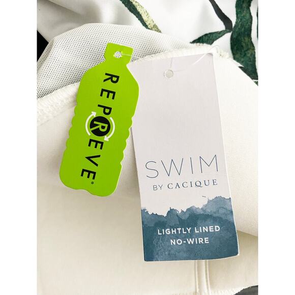 Swim By Cacique Womens Crossover One Piece Wrap Peephole Palm Print Swimsuit NWT - Picture 8 of 12